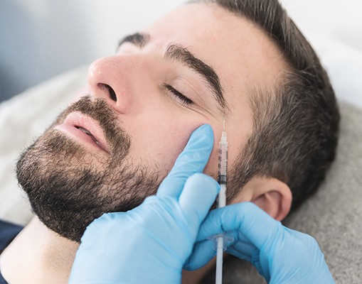 Patient receiving BOTOX for crow's feet